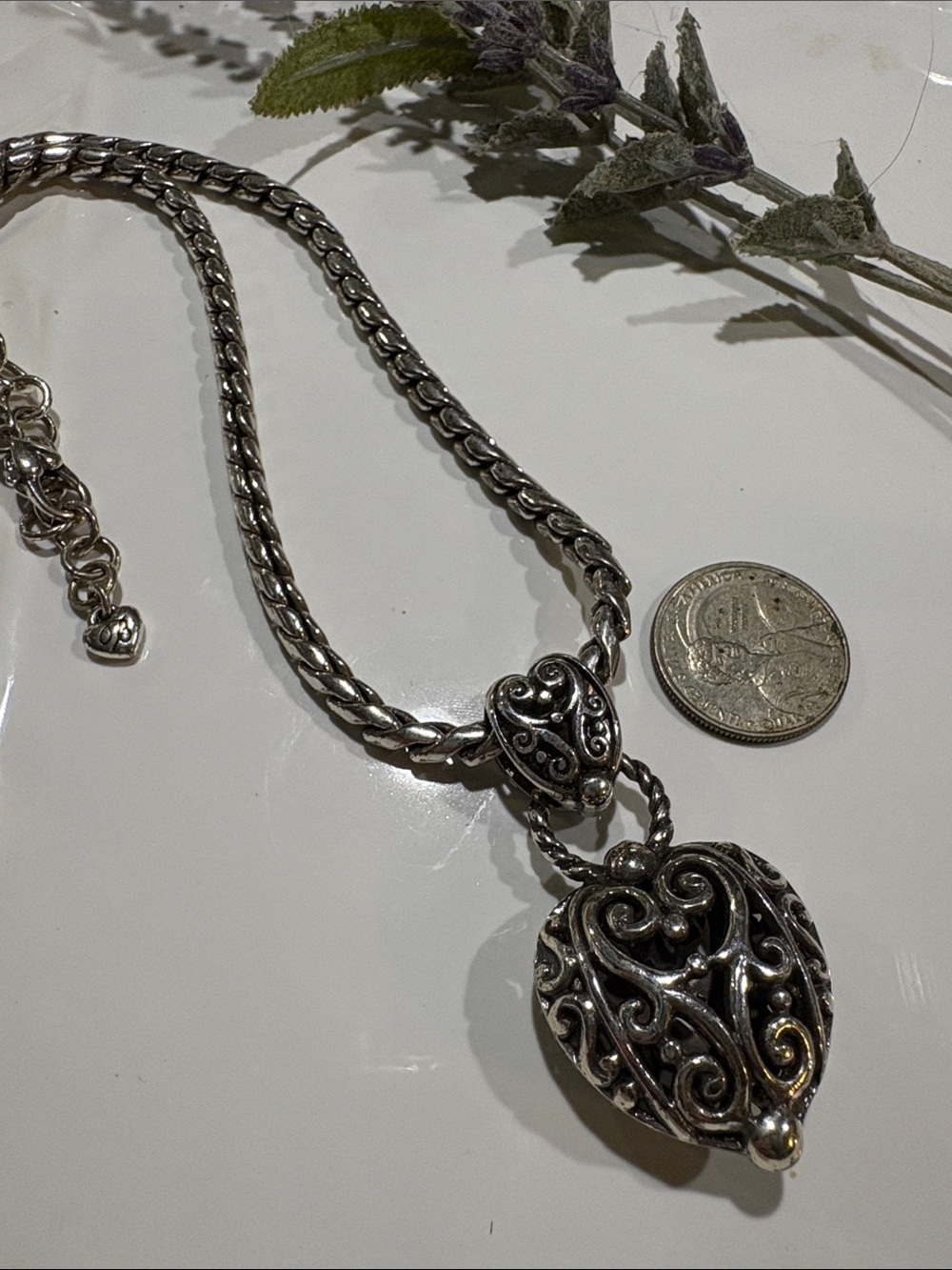 Brighton Silver-Tone Filigree Heart Pendant Necklace